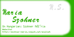 maria szohner business card